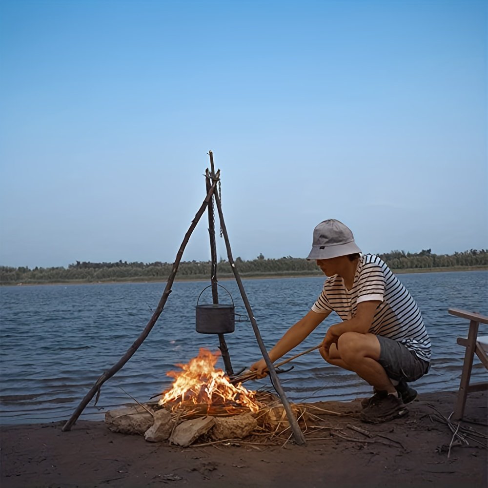 Detachable Outdoor Barbecue Tripod Hanging Rack – Portable Campfire Cooking Accessories Set for Camping & BBQ - Image 11