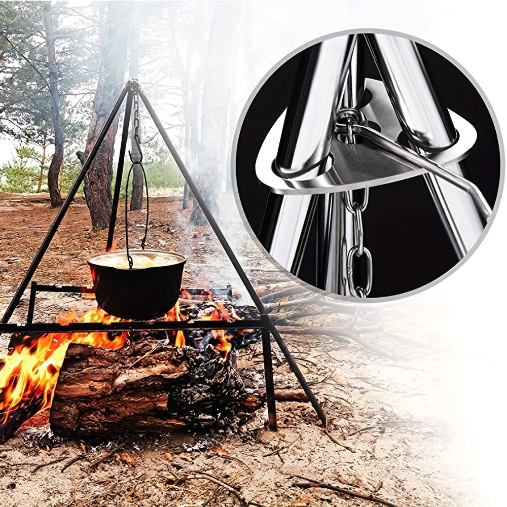 Detachable Outdoor Barbecue Tripod Hanging Rack – Portable Campfire Cooking Accessories Set for Camping & BBQ - Image 10