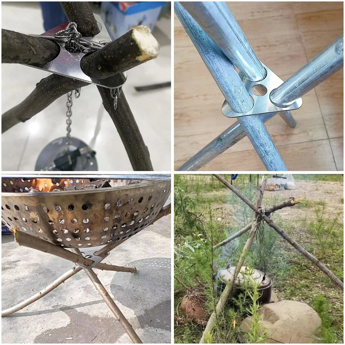 Detachable Outdoor Barbecue Tripod Hanging Rack – Portable Campfire Cooking Accessories Set for Camping & BBQ - Image 6