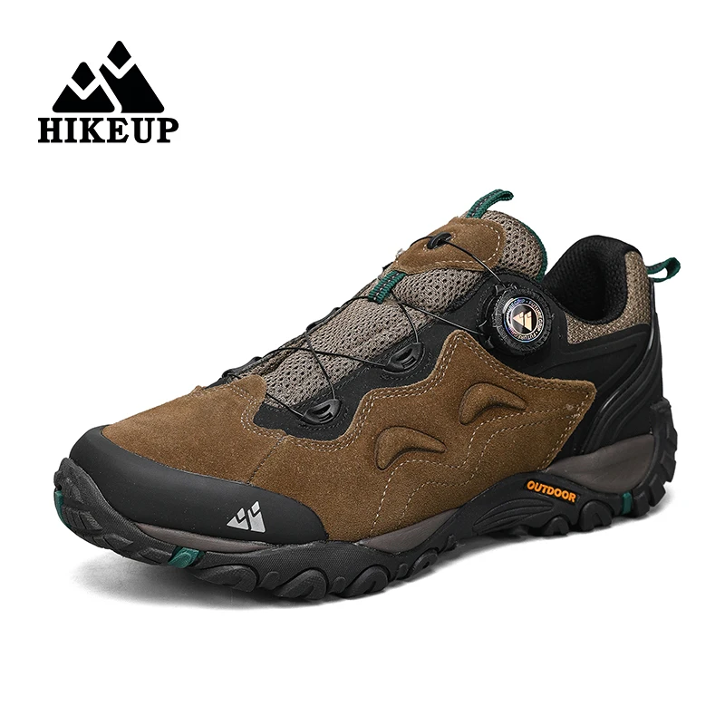 HIKEUP-Leather Shoes for Men, Outdoor Hiking Shoes, Tourist Trekking Sneakers, Mountain Climbing Trail Jogging Shoes, Turnbuckle - Image 2