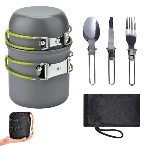 Outdoor Camping Cookware Set – Portable Pots & Pans, Tourist Dishes & Trekking Kitchen Utensils for Picnic