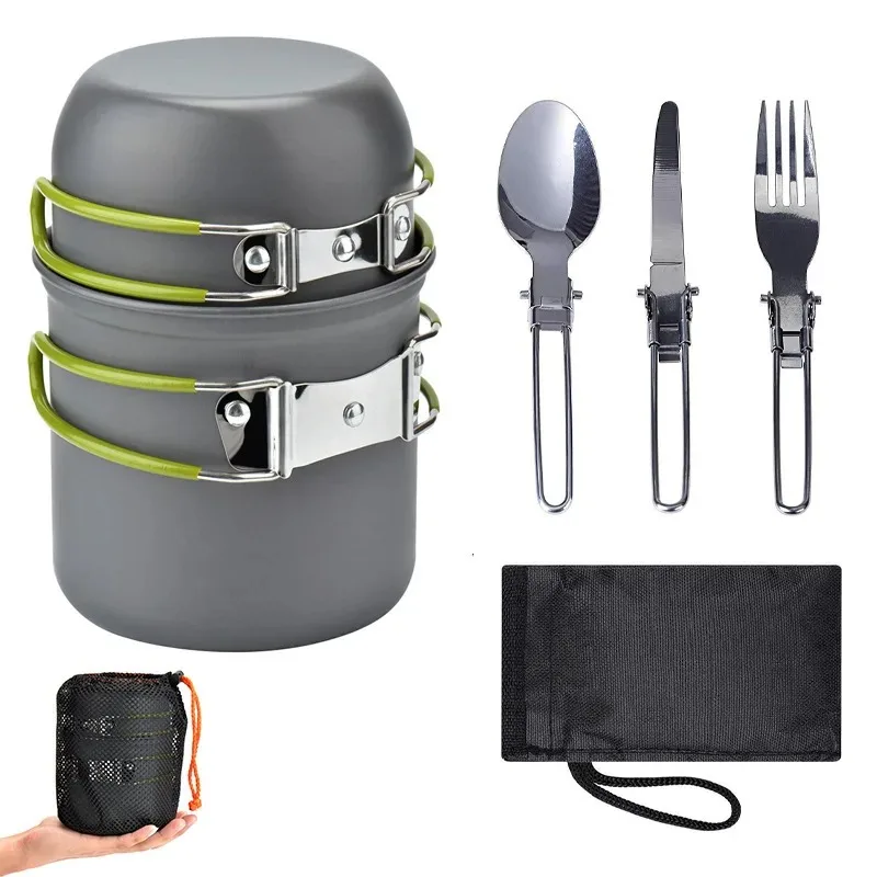 Outdoor Camping Cookware Set – Portable Pots & Pans, Tourist Dishes & Trekking Kitchen Utensils for Picnic