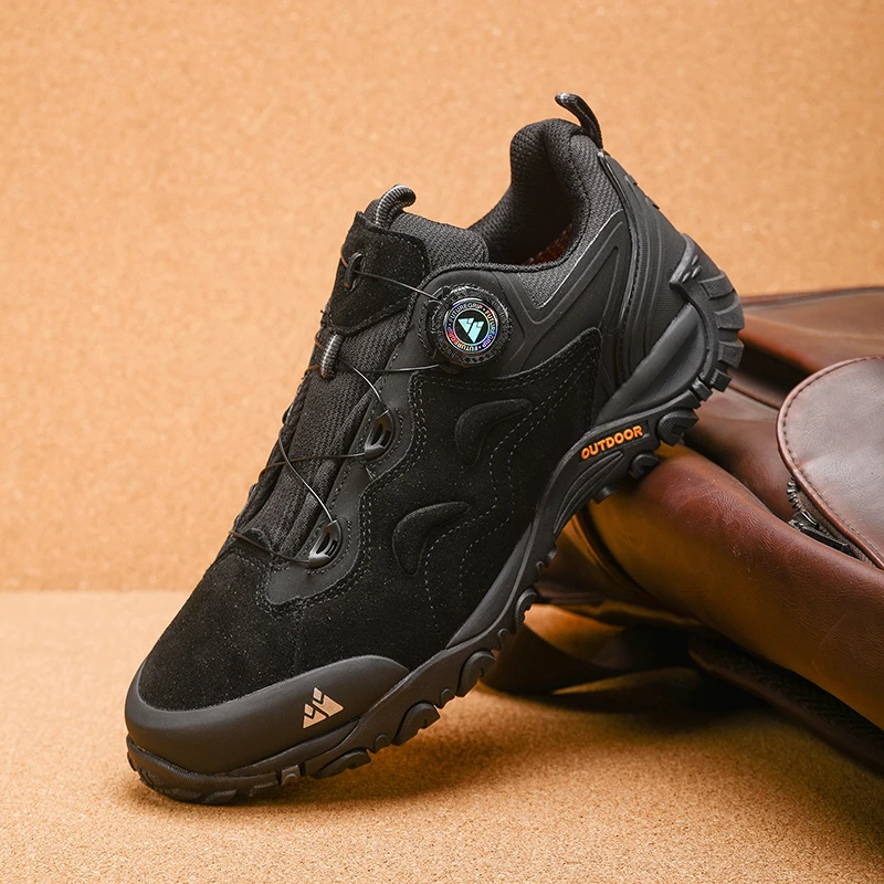 HIKEUP-Leather Shoes for Men, Outdoor Hiking Shoes, Tourist Trekking Sneakers, Mountain Climbing Trail Jogging Shoes, Turnbuckle - Image 24