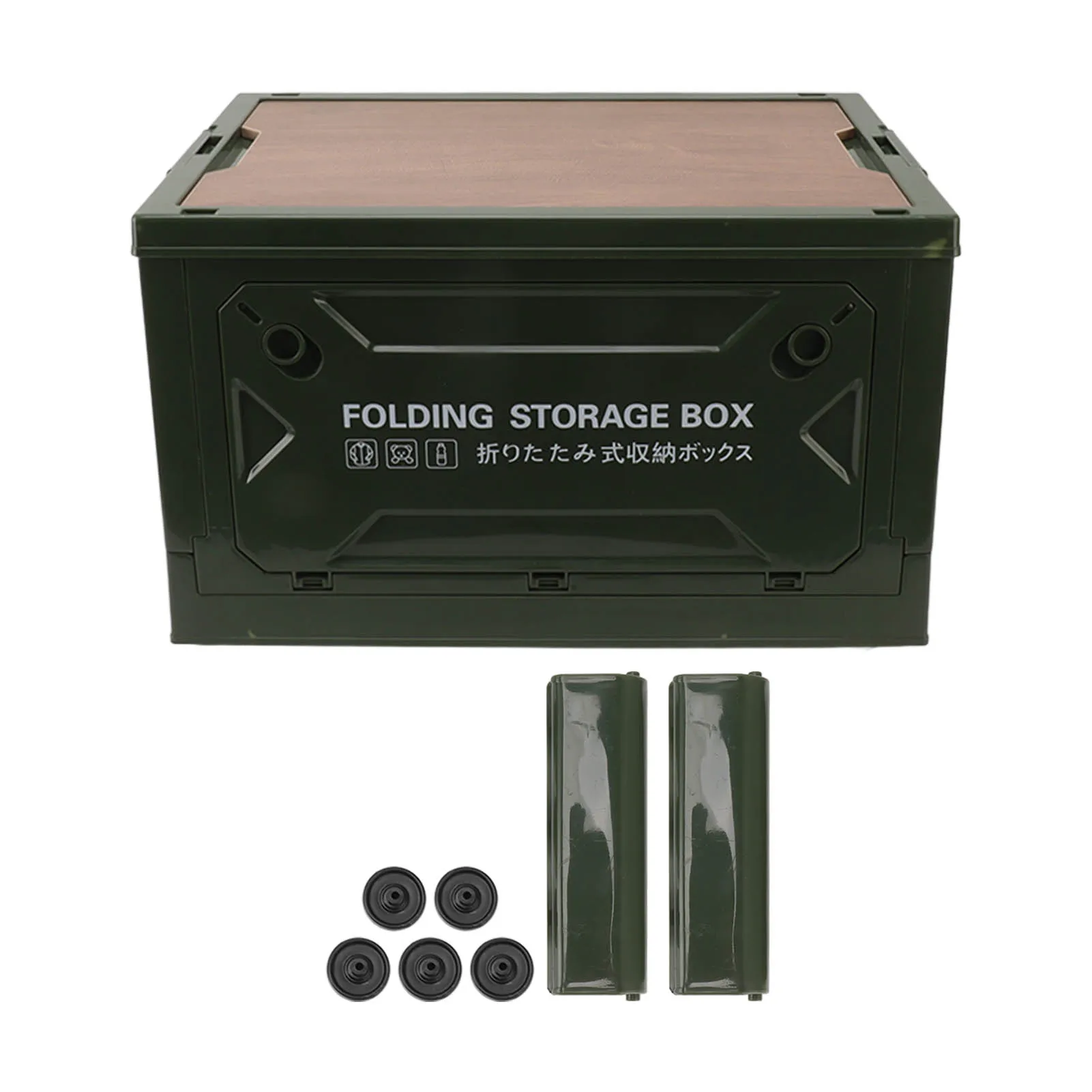 50L Large Capacity Camping Storage Box with Wooden Lid & Wheels – Collapsible, Durable & Portable Organizer - Image 7