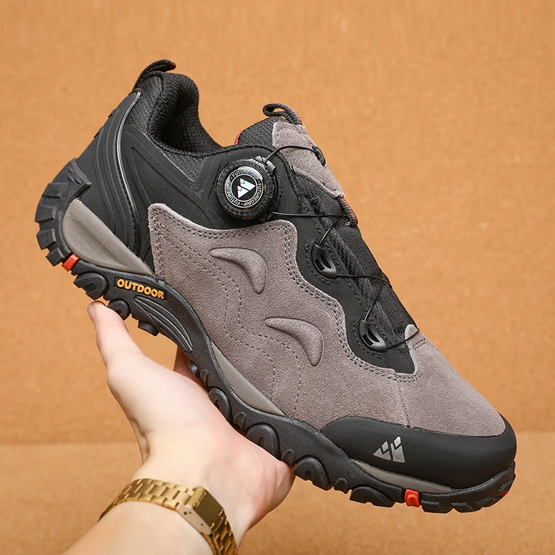 HIKEUP-Leather Shoes for Men, Outdoor Hiking Shoes, Tourist Trekking Sneakers, Mountain Climbing Trail Jogging Shoes, Turnbuckle - Image 17