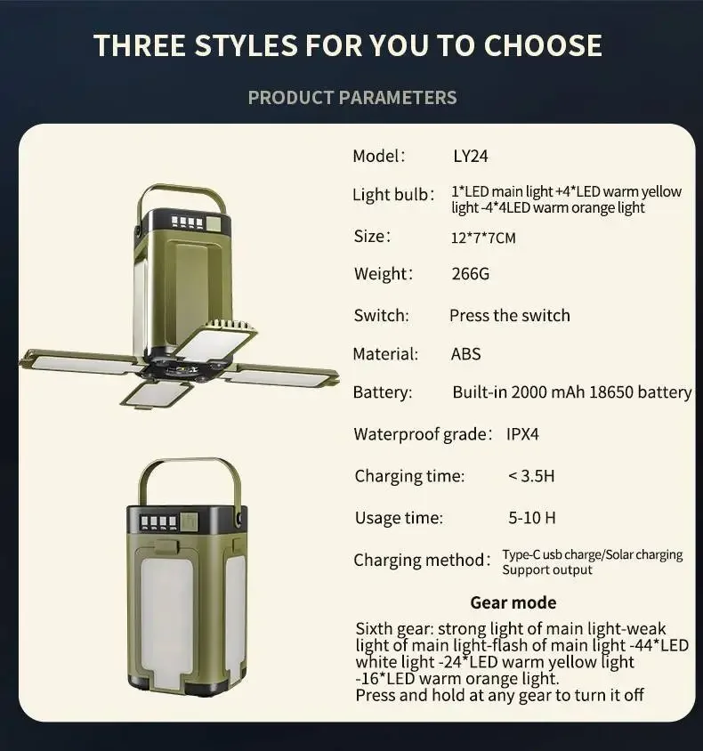 Rechargeable Camping Light with 8 Light Filaments – Lightweight Handheld Torch & Tent Lamp with 5 Lighting Modes for Patio & Climbing - Image 38
