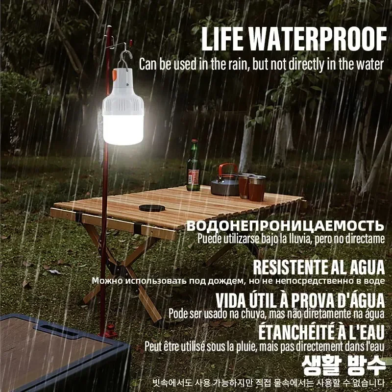 Rechargeable LED Camping Light Bulb – Waterproof & Energy-Saving USB Hanging Tent Light & Emergency Work Light - Image 4