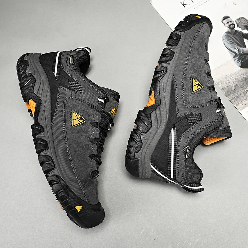 HIKEUP Men's High-Quality Leather Hiking Shoes – Durable Outdoor Climbing & Walking Sneakers with Rubber Sole - Image 42