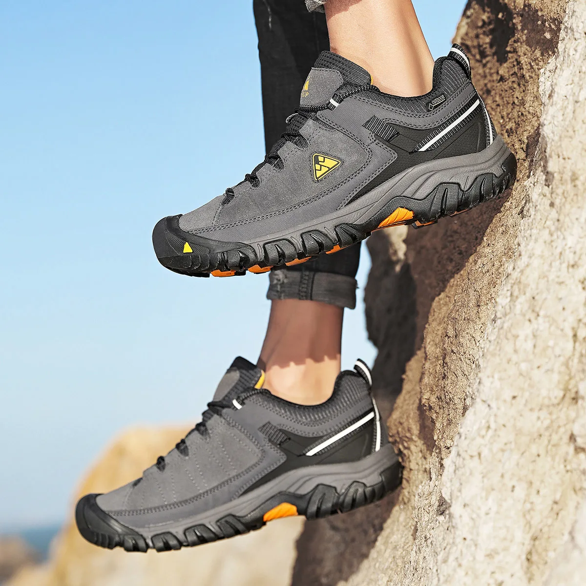 HIKEUP Men's High-Quality Leather Hiking Shoes – Durable Outdoor Climbing & Walking Sneakers with Rubber Sole - Image 31