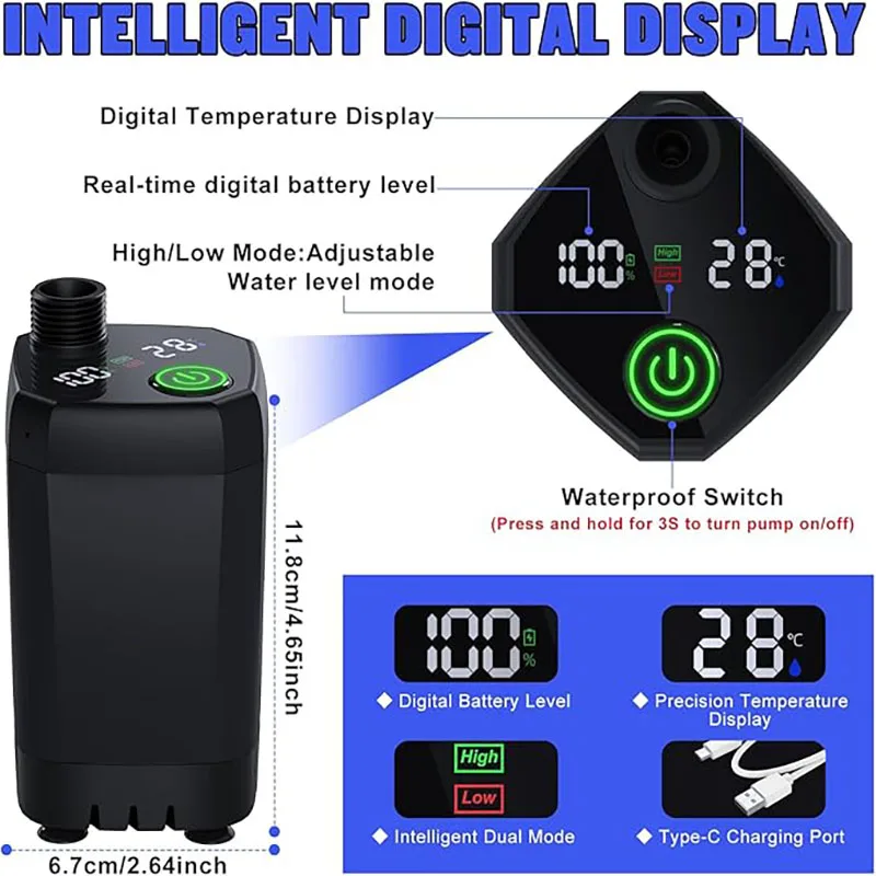 Portable Camping Shower – 6000mAh Rechargeable Pump with LED Display & Shower Head - Image 4