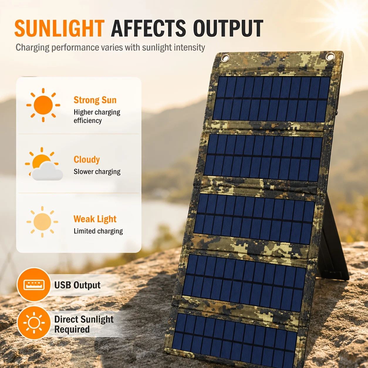 Foldable Portable Solar Panel Charger – Patterned Outdoor Solar Power Bank for Camping, Hiking & Travel - Image 6