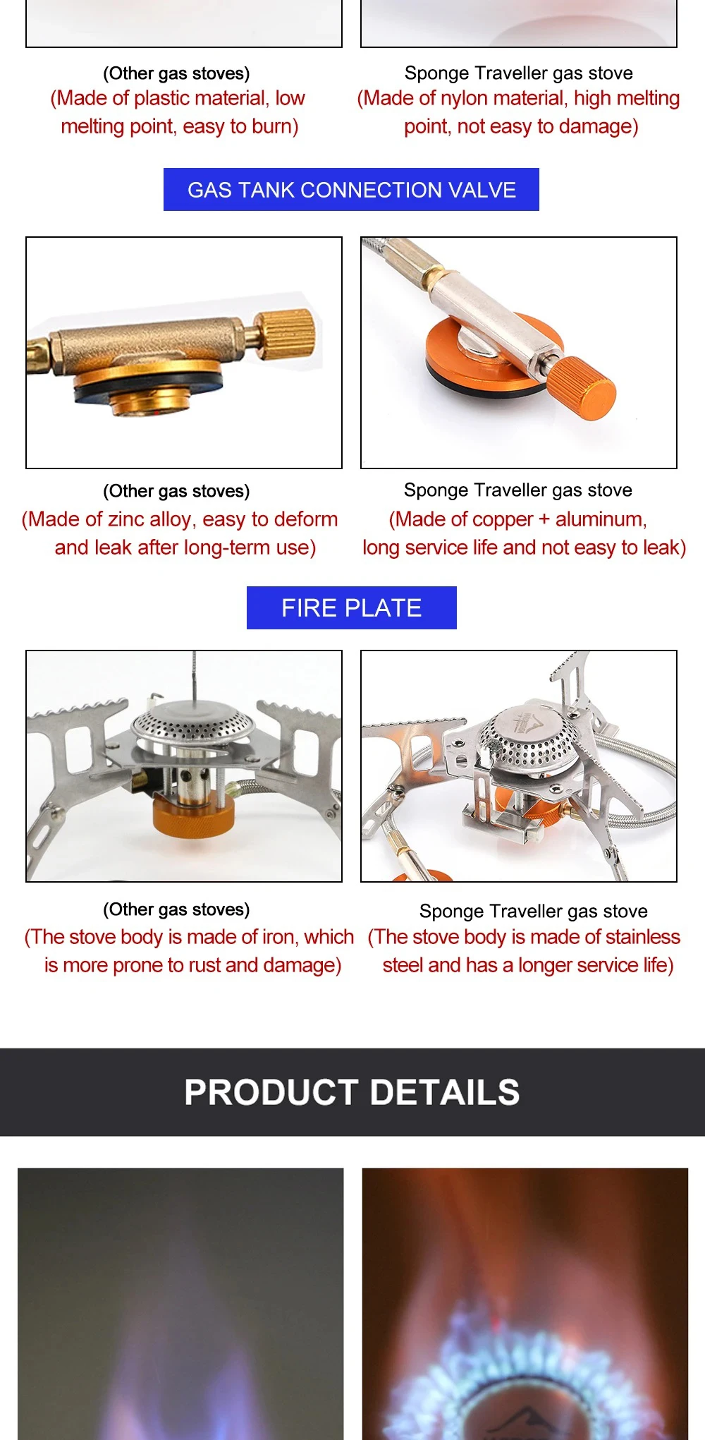 Camping Gas Stove Portable Folding Outdoor Backpacking Stove Tourist Equipment For Cooking Hiking Picnic 3500W - Image 10