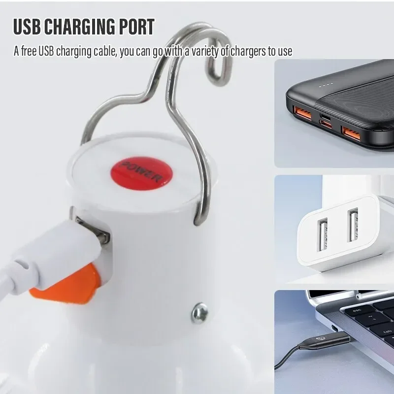 Rechargeable LED Camping Light Bulb – Waterproof & Energy-Saving USB Hanging Tent Light & Emergency Work Light - Image 3