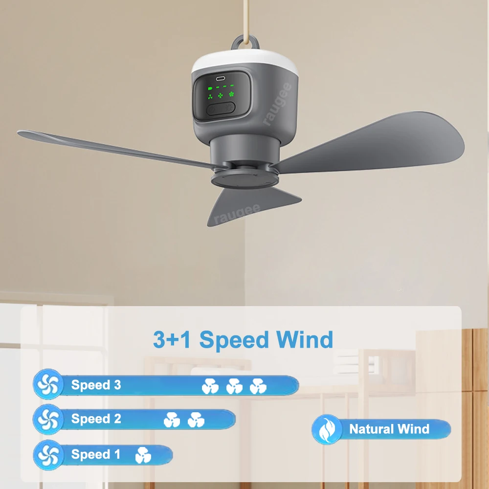 12000mAh Portable Camping Tent Fan with LED Light & Remote Control - Image 5