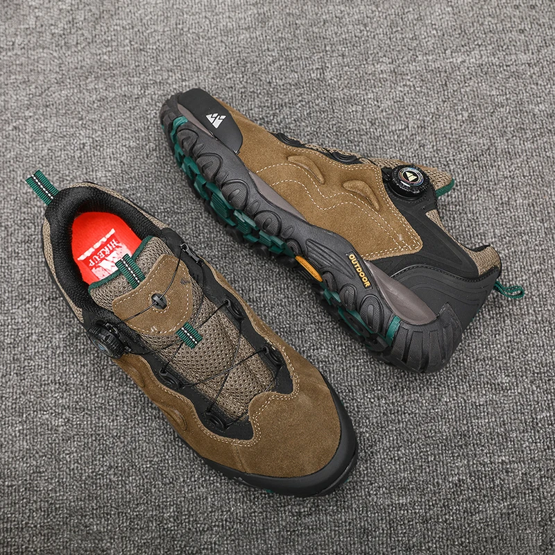 HIKEUP-Leather Shoes for Men, Outdoor Hiking Shoes, Tourist Trekking Sneakers, Mountain Climbing Trail Jogging Shoes, Turnbuckle - Image 19