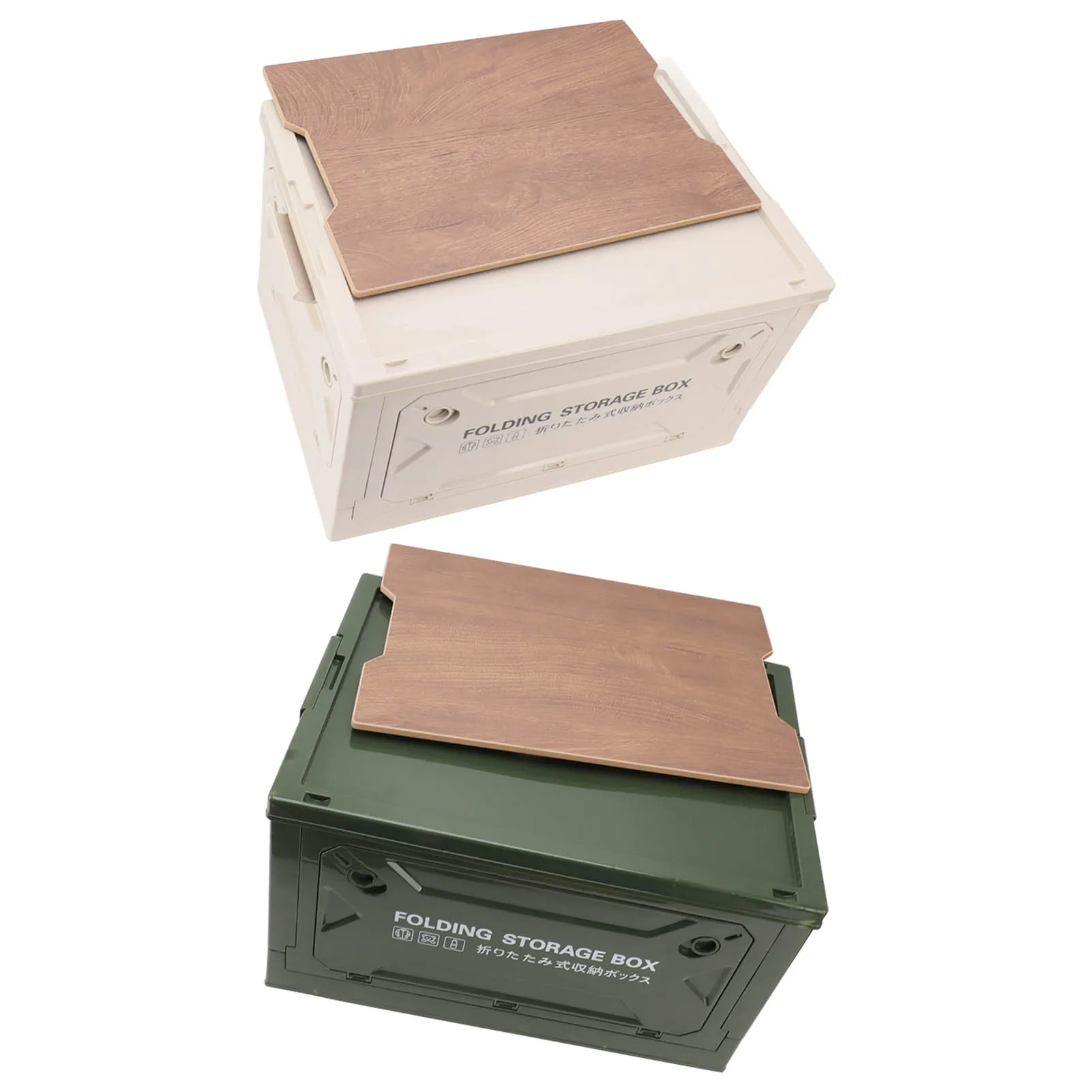 50L Large Capacity Camping Storage Box with Wooden Lid & Wheels – Collapsible, Durable & Portable Organizer - Image 13