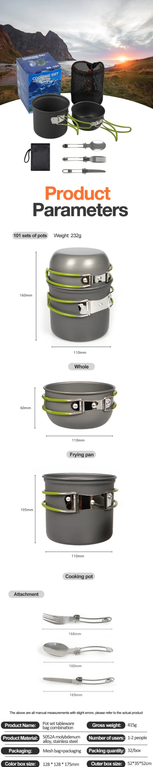 Outdoor Camping Cookware Set – Portable Pots & Pans, Tourist Dishes & Trekking Kitchen Utensils for Picnic - Image 7