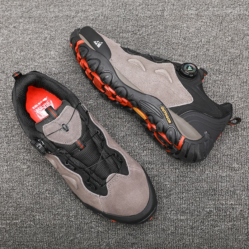 HIKEUP-Leather Shoes for Men, Outdoor Hiking Shoes, Tourist Trekking Sneakers, Mountain Climbing Trail Jogging Shoes, Turnbuckle - Image 14