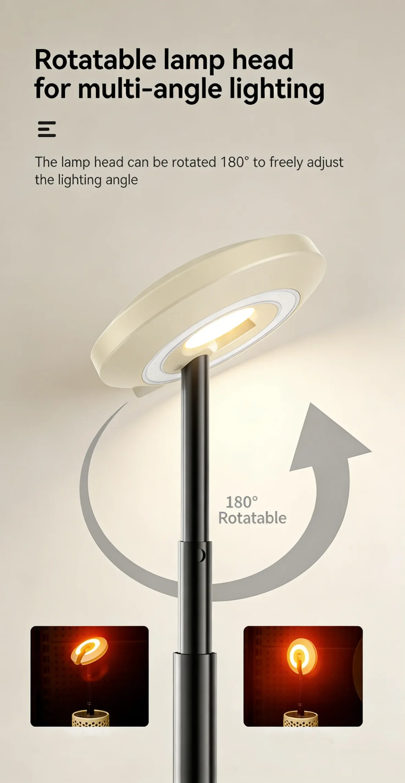 Portable Camping Lantern with Hook – Warm/Cool White, Type-C Rechargeable, 180° Rotatable & Retractable, Battery Display for Camping & Fishing - Image 8