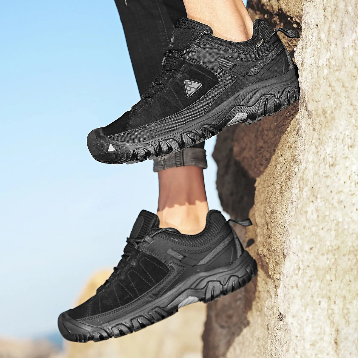 HIKEUP Men's High-Quality Leather Hiking Shoes – Durable Outdoor Climbing & Walking Sneakers with Rubber Sole - Image 22