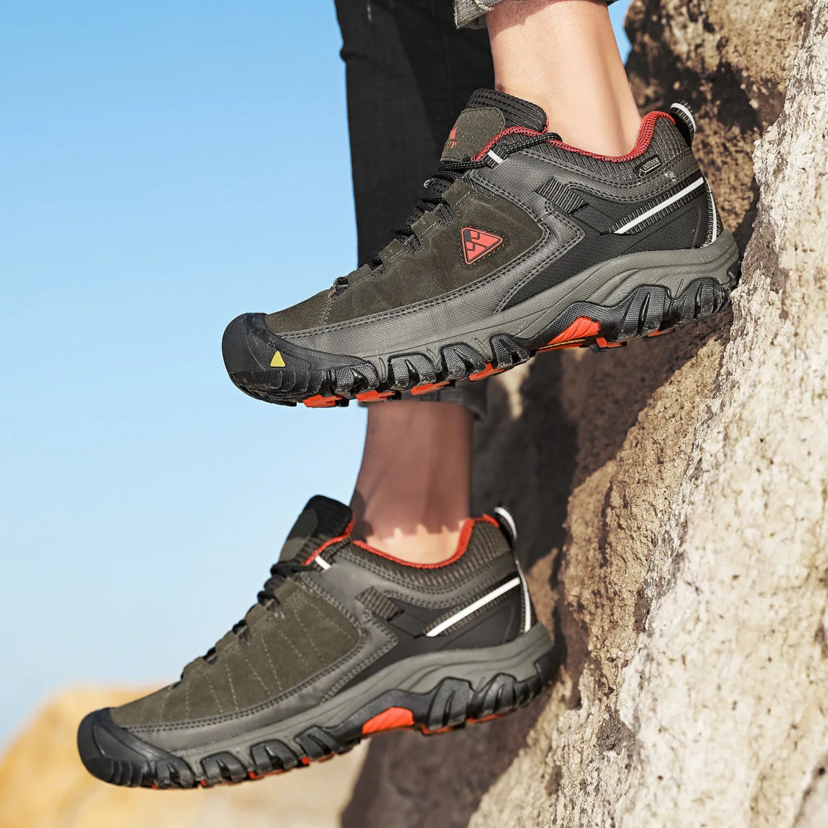 HIKEUP Men's High-Quality Leather Hiking Shoes – Durable Outdoor Climbing & Walking Sneakers with Rubber Sole - Image 36