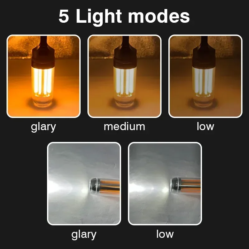 Rechargeable Camping Light with 8 Light Filaments – Lightweight Handheld Torch & Tent Lamp with 5 Lighting Modes for Patio & Climbing - Image 2