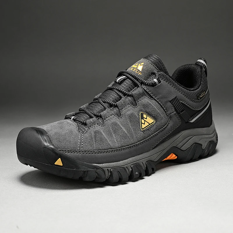 HIKEUP Men's High-Quality Leather Hiking Shoes – Durable Outdoor Climbing & Walking Sneakers with Rubber Sole - Image 4