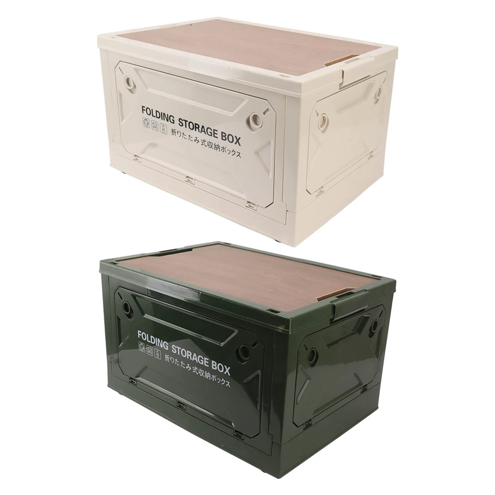 50L Large Capacity Camping Storage Box with Wooden Lid & Wheels – Collapsible, Durable & Portable Organizer - Image 12