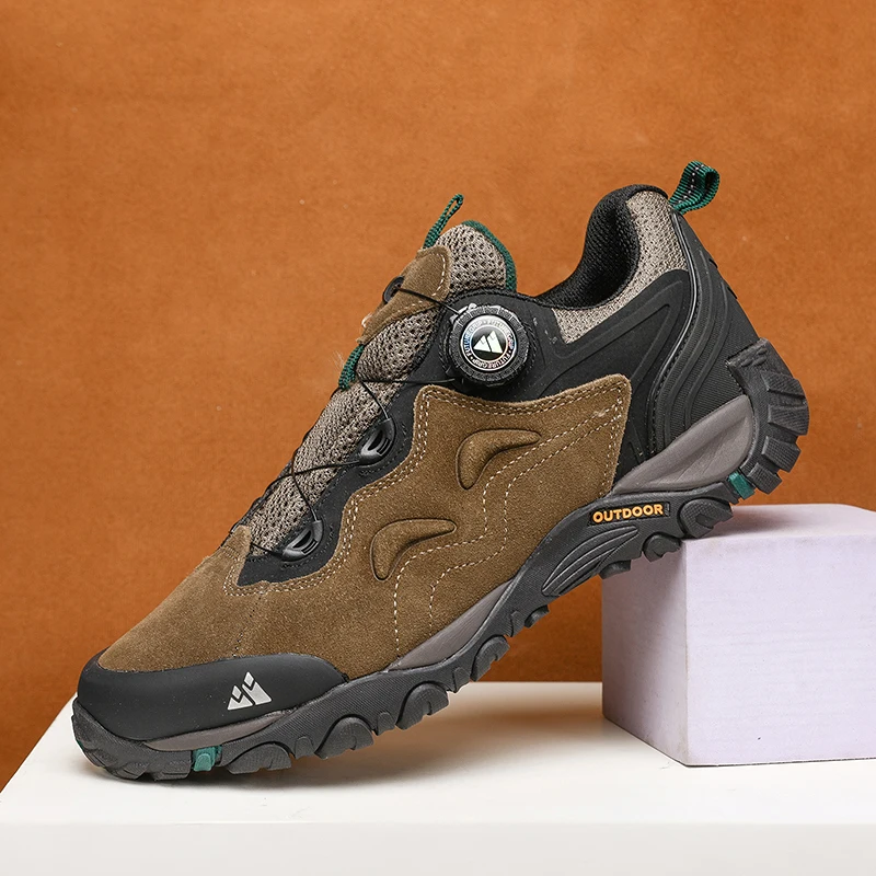 HIKEUP-Leather Shoes for Men, Outdoor Hiking Shoes, Tourist Trekking Sneakers, Mountain Climbing Trail Jogging Shoes, Turnbuckle - Image 20