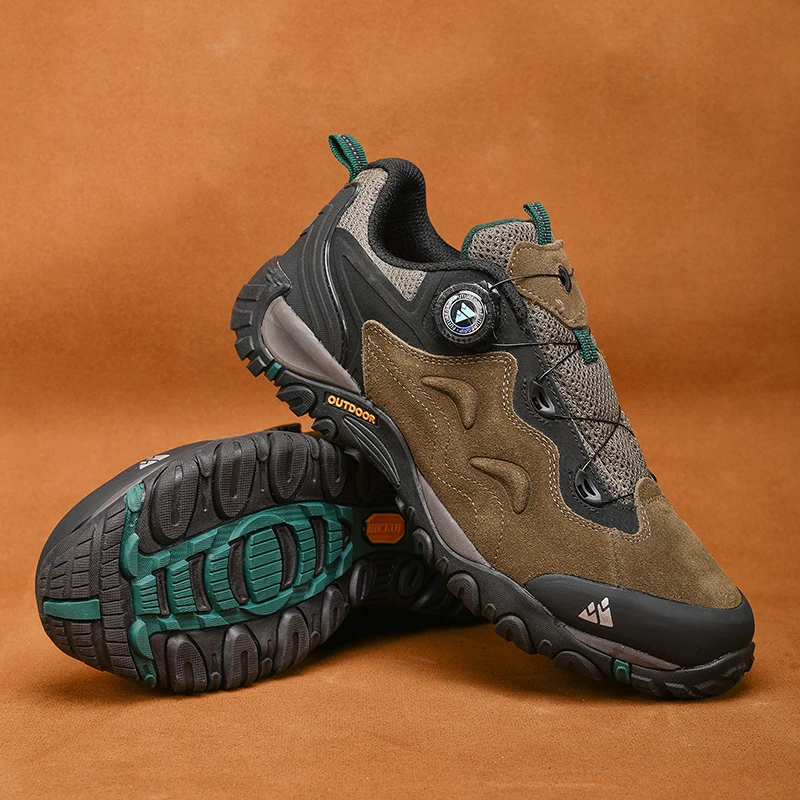 HIKEUP-Leather Shoes for Men, Outdoor Hiking Shoes, Tourist Trekking Sneakers, Mountain Climbing Trail Jogging Shoes, Turnbuckle - Image 21