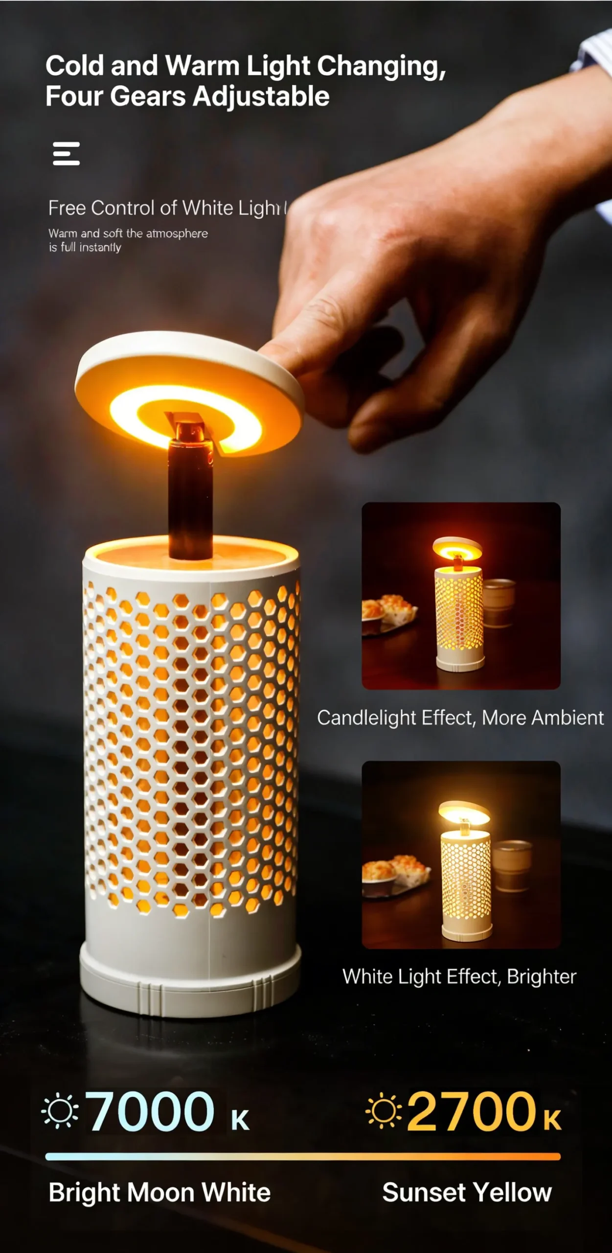 Portable Camping Lantern with Hook – Warm/Cool White, Type-C Rechargeable, 180° Rotatable & Retractable, Battery Display for Camping & Fishing - Image 11