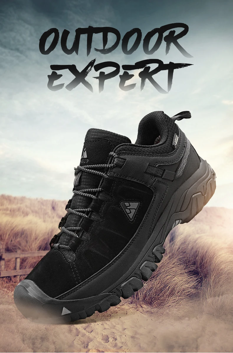 HIKEUP Men's High-Quality Leather Hiking Shoes – Durable Outdoor Climbing & Walking Sneakers with Rubber Sole - Image 15