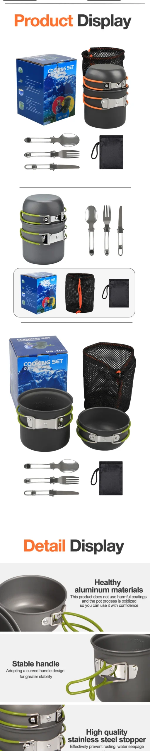 Outdoor Camping Cookware Set – Portable Pots & Pans, Tourist Dishes & Trekking Kitchen Utensils for Picnic - Image 8