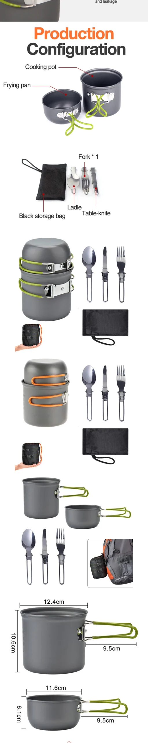 Outdoor Camping Cookware Set – Portable Pots & Pans, Tourist Dishes & Trekking Kitchen Utensils for Picnic - Image 9