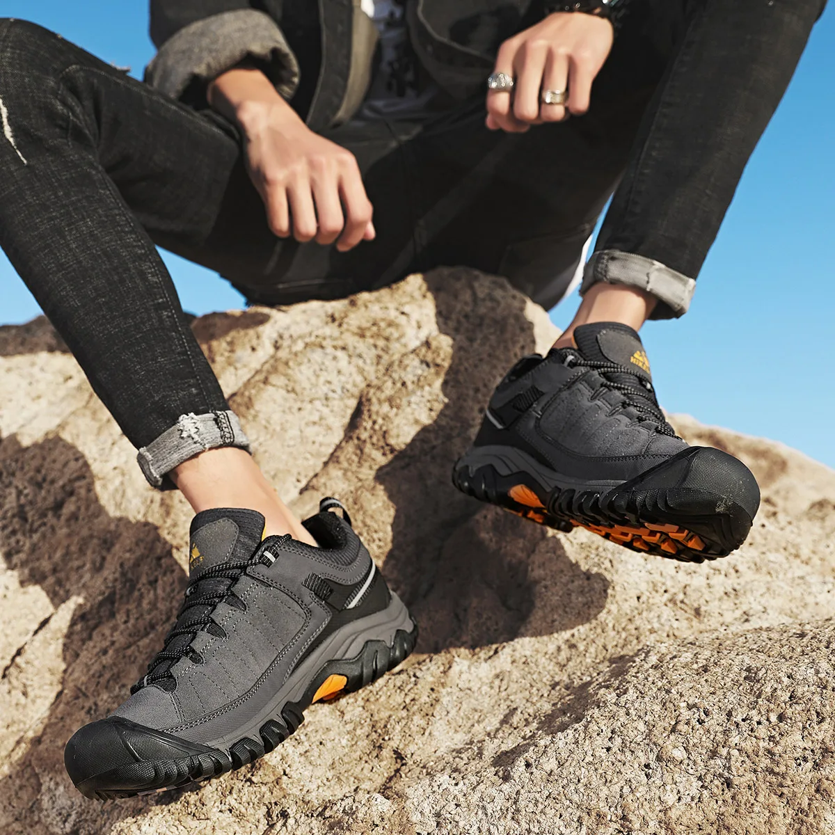 HIKEUP Men's High-Quality Leather Hiking Shoes – Durable Outdoor Climbing & Walking Sneakers with Rubber Sole - Image 33