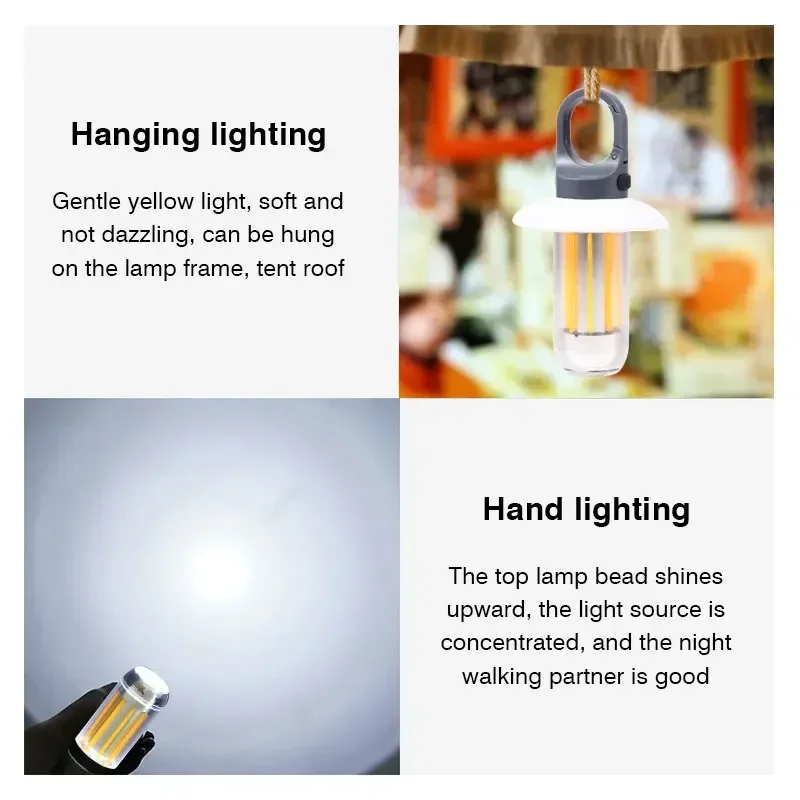 Rechargeable Camping Light with 8 Light Filaments – Lightweight Handheld Torch & Tent Lamp with 5 Lighting Modes for Patio & Climbing - Image 3