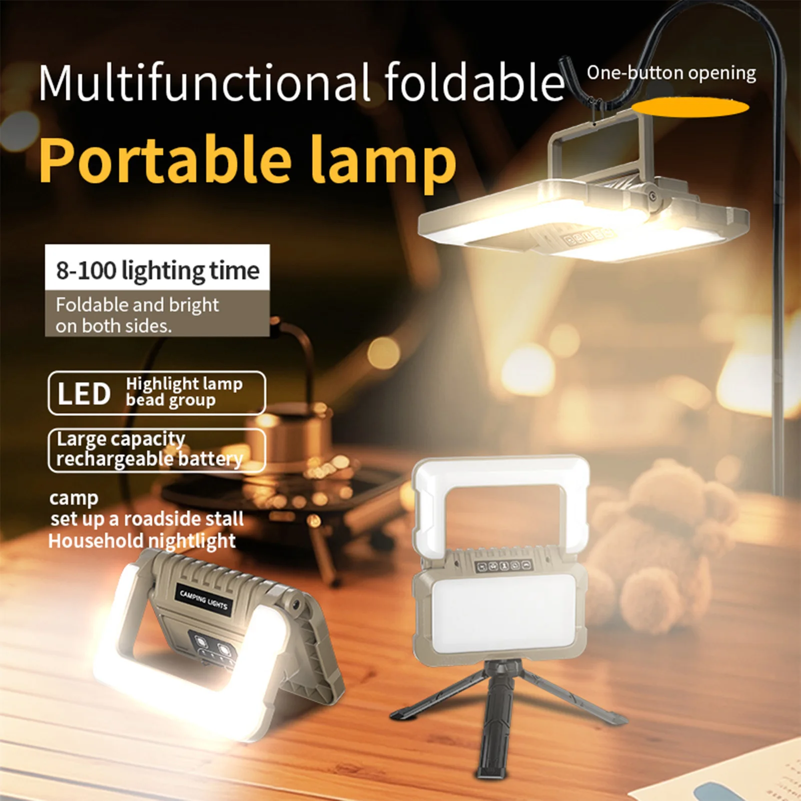 Multifunctional Foldable Camping Lantern with 5 Lighting Modes – Rainproof Outdoor Camping Lamp for Hiking - Image 5