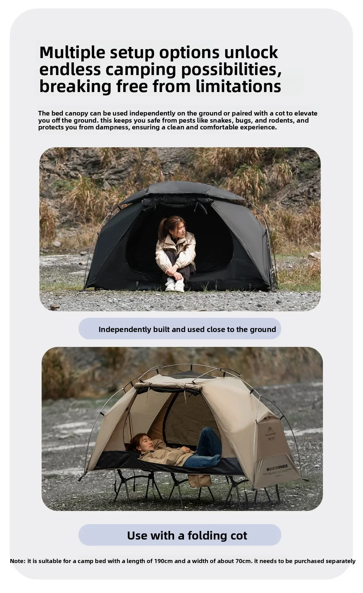 MOUNTAINHIKER Single Camp Bed Tent – Waterproof & Rainproof Outdoor Camping Tent for Hiking & Travel - Image 22