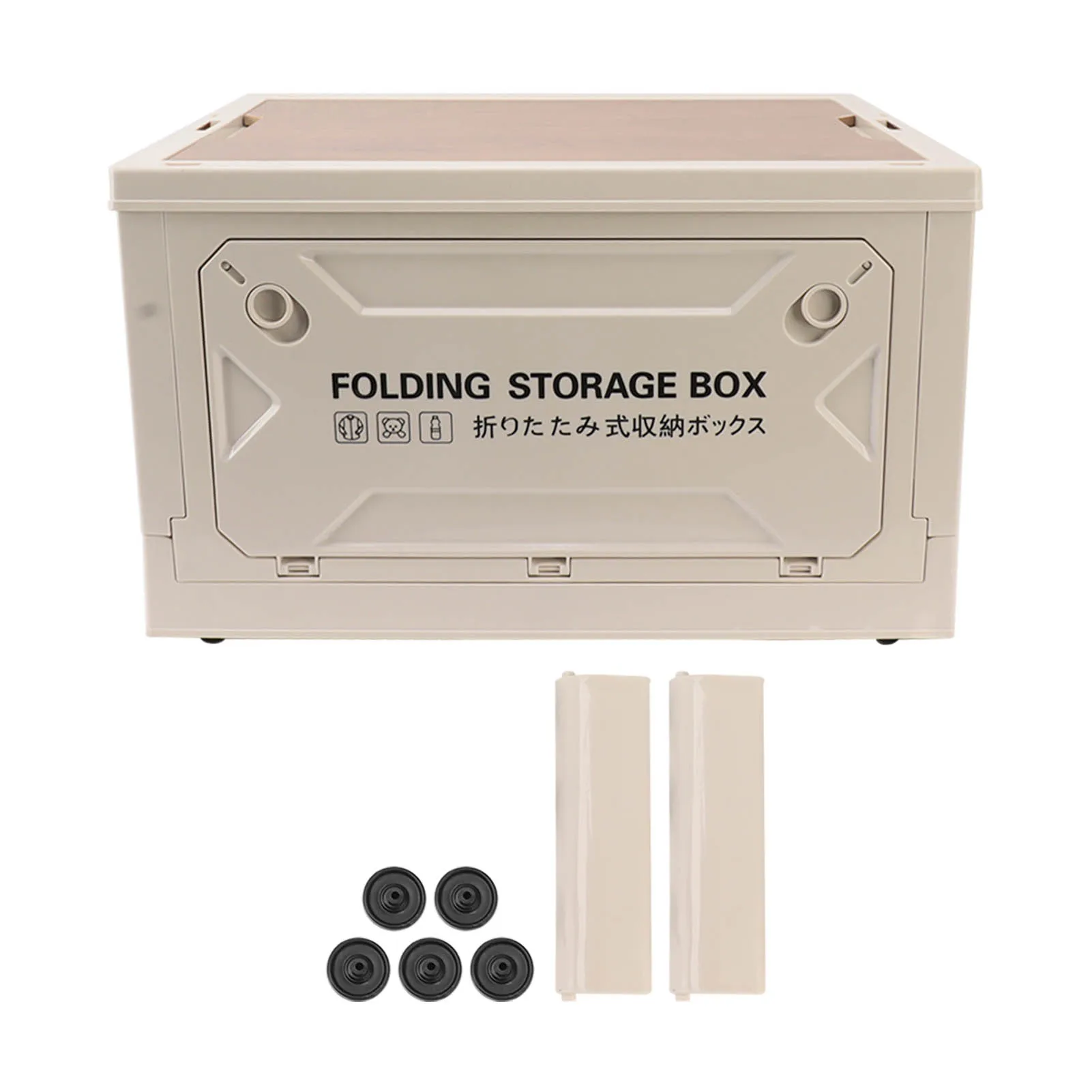 50L Large Capacity Camping Storage Box with Wooden Lid & Wheels – Collapsible, Durable & Portable Organizer - Image 8