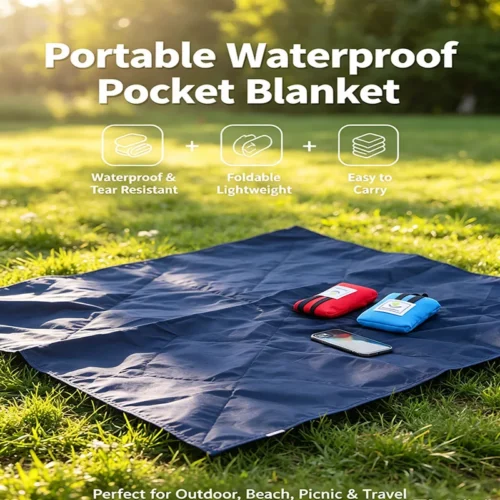 Portable Pocket Camping Blanket – Waterproof & Compact Foldable Picnic Mat for Beach, Park, Hiking & Travel