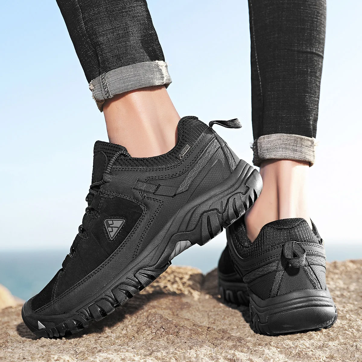 HIKEUP Men's High-Quality Leather Hiking Shoes – Durable Outdoor Climbing & Walking Sneakers with Rubber Sole - Image 21