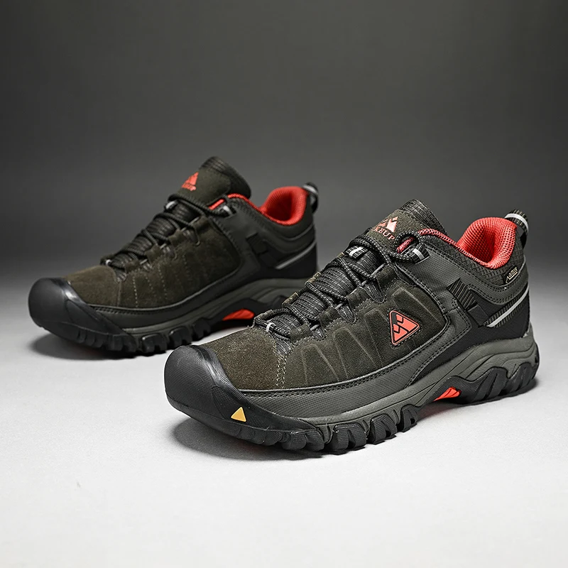 HIKEUP Men's High-Quality Leather Hiking Shoes – Durable Outdoor Climbing & Walking Sneakers with Rubber Sole - Image 3