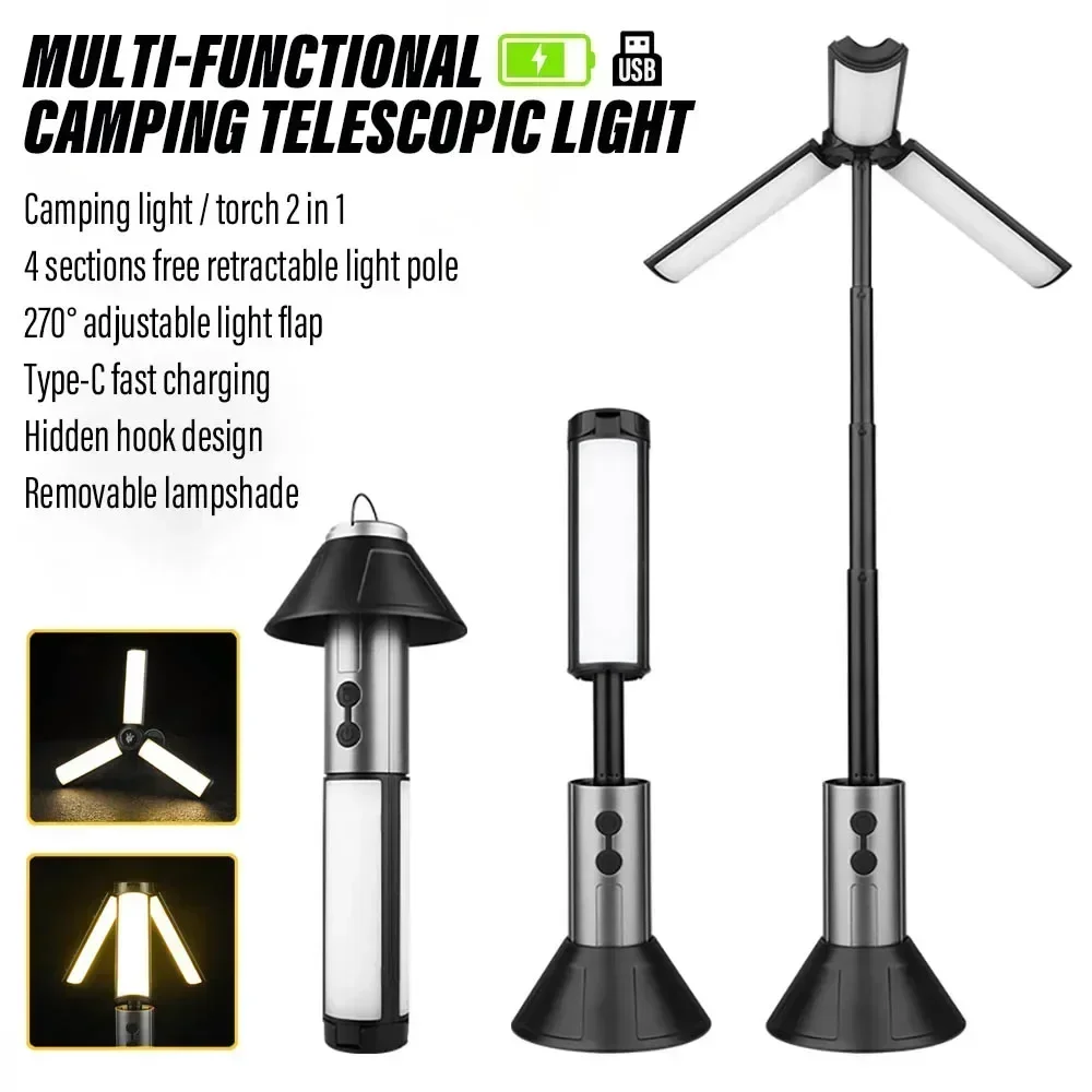 Rechargeable Telescopic LED Camping Light – Multi-Functional Flashlight & Outdoor Lantern for Hiking, Fishing & Emergency - Image 9