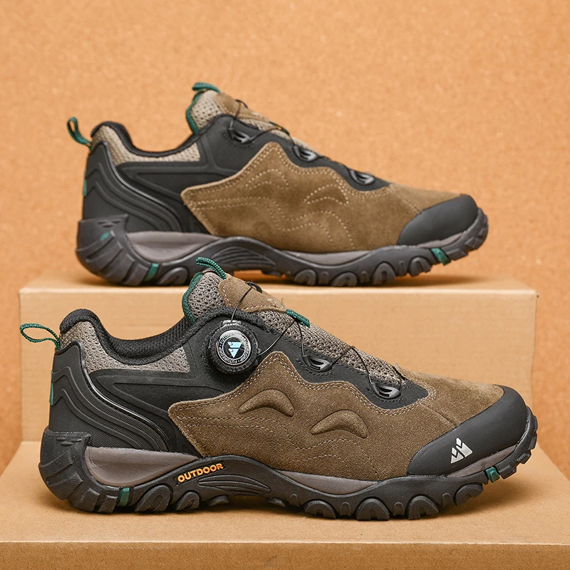 HIKEUP-Leather Shoes for Men, Outdoor Hiking Shoes, Tourist Trekking Sneakers, Mountain Climbing Trail Jogging Shoes, Turnbuckle - Image 22