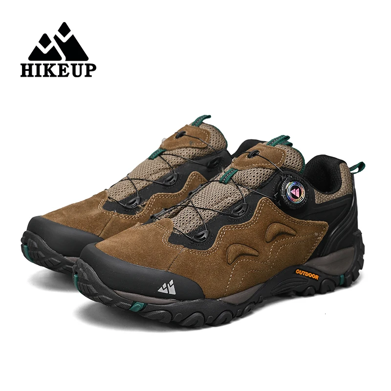 HIKEUP-Leather Shoes for Men, Outdoor Hiking Shoes, Tourist Trekking Sneakers, Mountain Climbing Trail Jogging Shoes, Turnbuckle - Image 7
