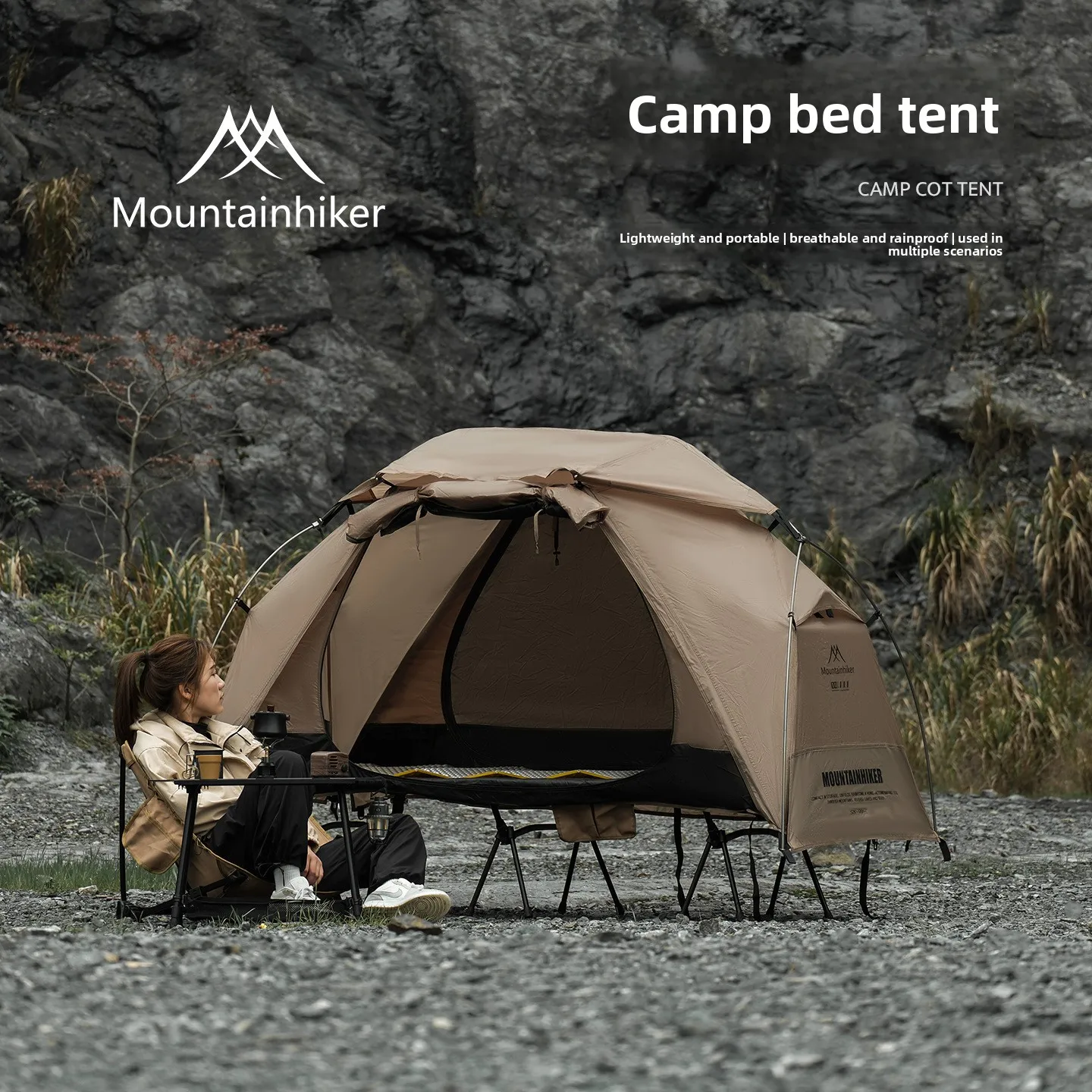 MOUNTAINHIKER Single Camp Bed Tent – Waterproof & Rainproof Outdoor Camping Tent for Hiking & Travel