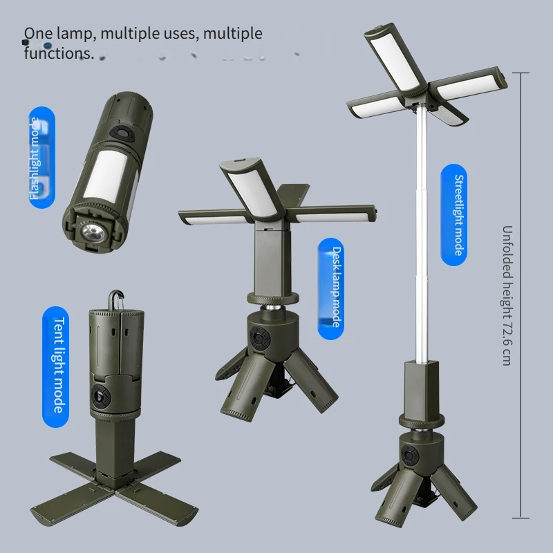 Telescopic Rechargeable LED Camping Light with Portable Power Bank - Image 2