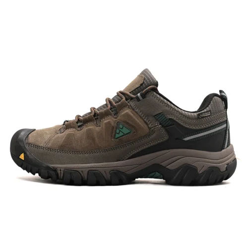 HIKEUP Men's High-Quality Leather Hiking Shoes – Durable Outdoor Climbing & Walking Sneakers with Rubber Sole