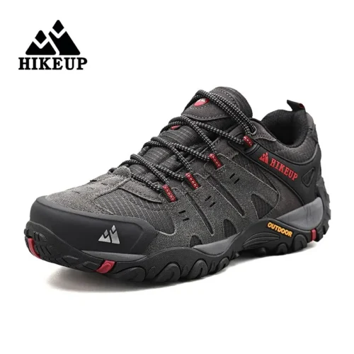 HIKEUP Men's Suede Leather Hiking Shoes – Wear-Resistant Outdoor Trekking, Hunting & Tactical Sneakers