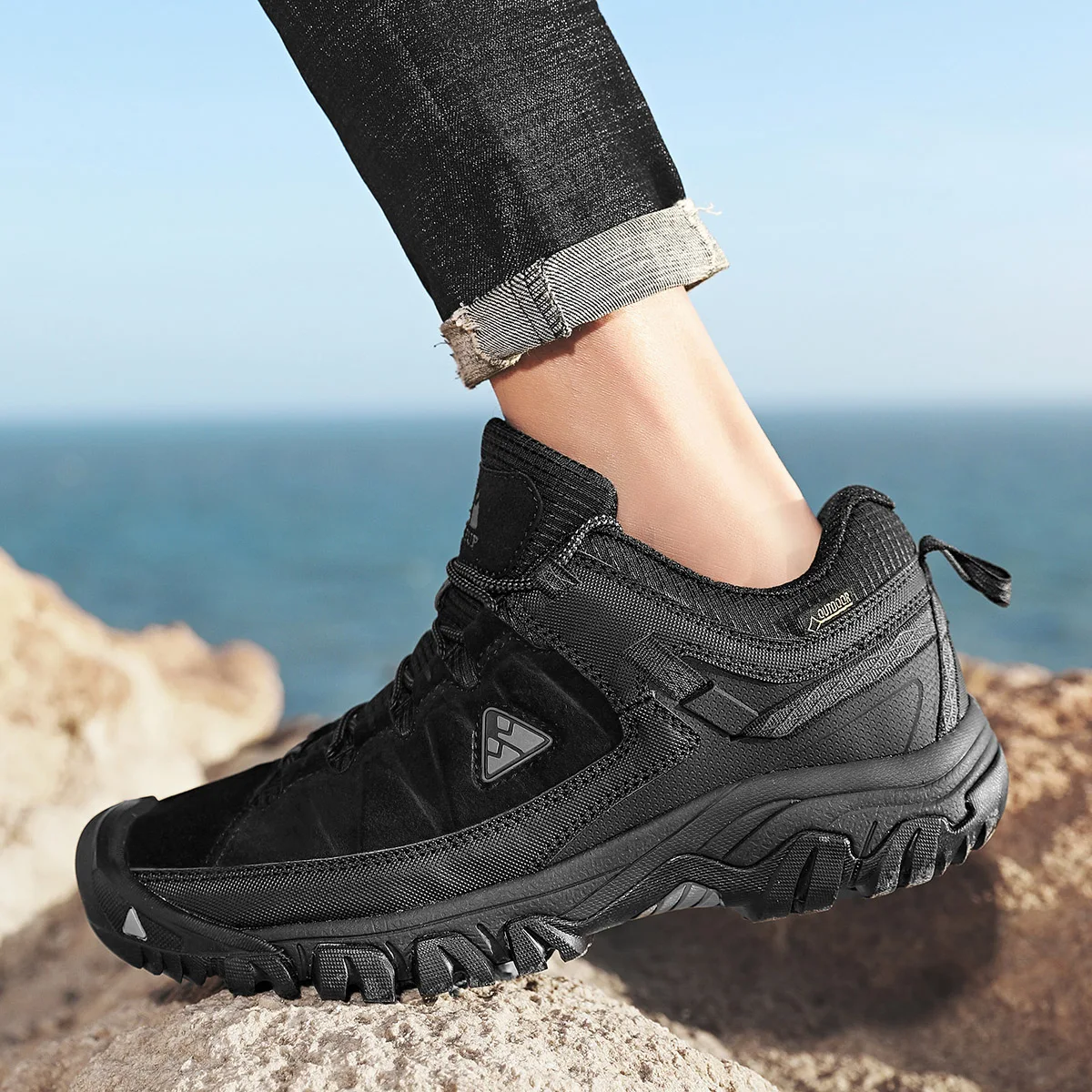 HIKEUP Men's High-Quality Leather Hiking Shoes – Durable Outdoor Climbing & Walking Sneakers with Rubber Sole - Image 24
